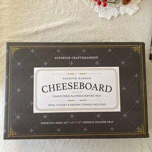 Premium Bamboo Cheeseboard Charcuterie Platter - Black & White Packaging